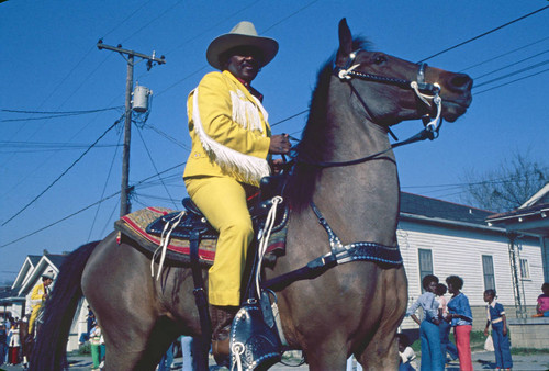 Parading on horseback