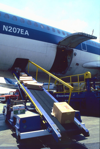 Loading luggage onto plane