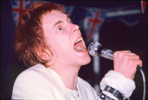 Johnny Rotten performing at riverboat party