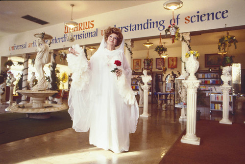 Ruth Norman dressed as Uriel