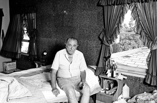 Charles Bukowski in his bedroom