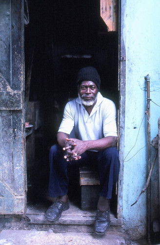 Man on doorway