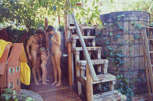 Sidney and family, outdoor hot tub