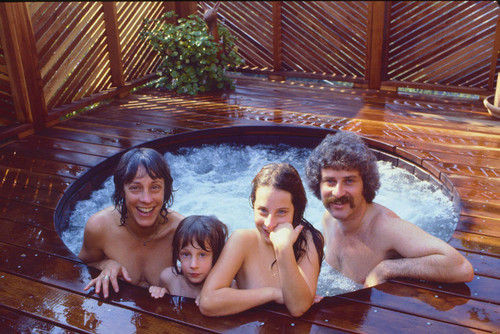 Family in hot tub