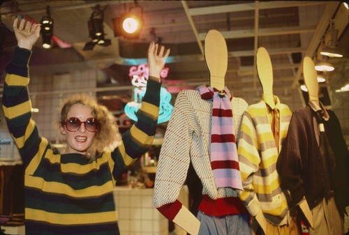 Model in striped sweater