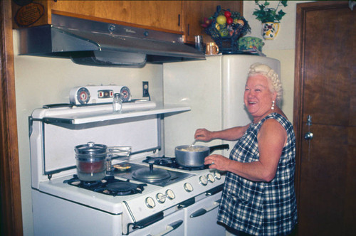 Dora Romani in kitchen