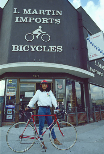 Model with bianchi bicycle