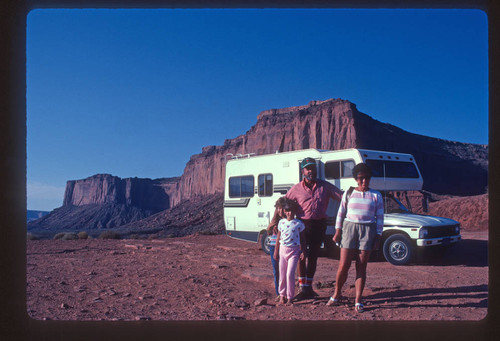 Family with camper