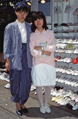 Teenagers at shoe store