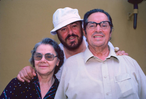 Pavarotti with parents Adele and Ferndando — Calisphere