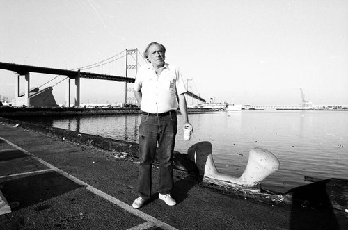 Charles Bukowski at the Vincent Thomas bridge