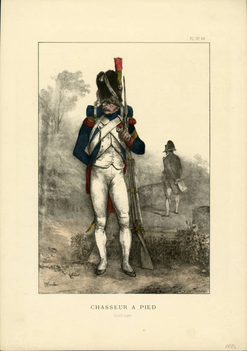 Foot soldier of Napoleon's army in full dress uniform