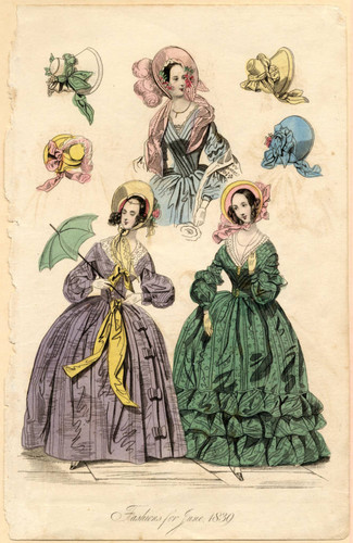 Fashions and bonnets, Summer 1839