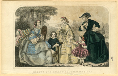 Women's and children's American fashions, circa 1858