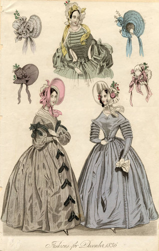 Fashions and bonnets, Winter 1836