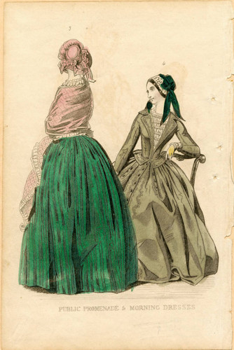 Promenade and morning dresses, late 1840s