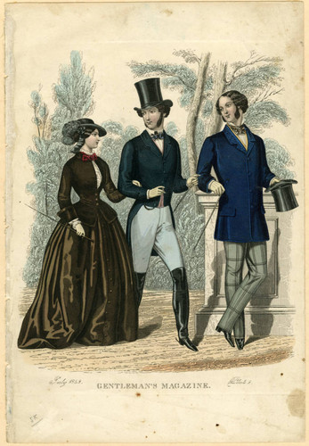 A couple in riding costume meet a gentleman, Summer 1852