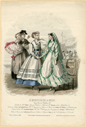 Three French woman and a child at the seaside, Summer 1867