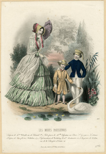 French family with a swan, 1846