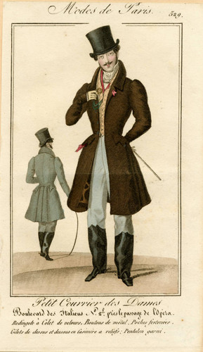 Gentlemen's redingotes, 1828 or 1829