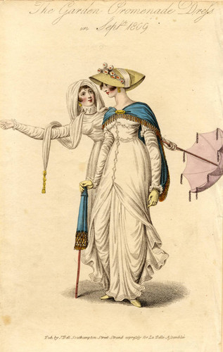 Garden promenade dresses, Autumn 1809
