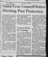 Santa Cruz Council Orders Hitching Post Protection