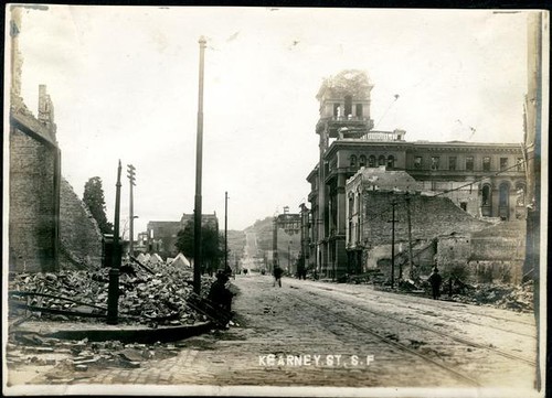 View of destruction at Kearny Street