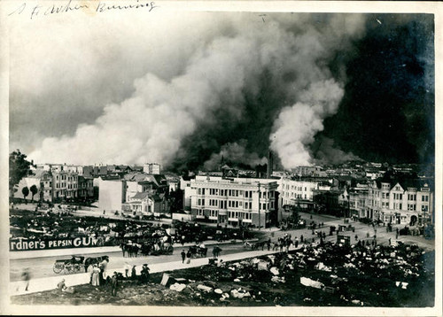 View of San Francisco burning