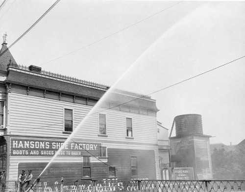 Firehose shooting water skyward