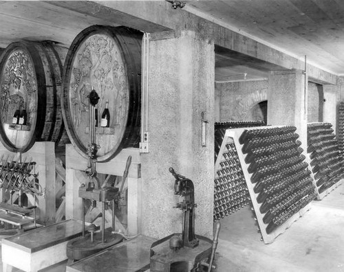 Barrels and wine racks