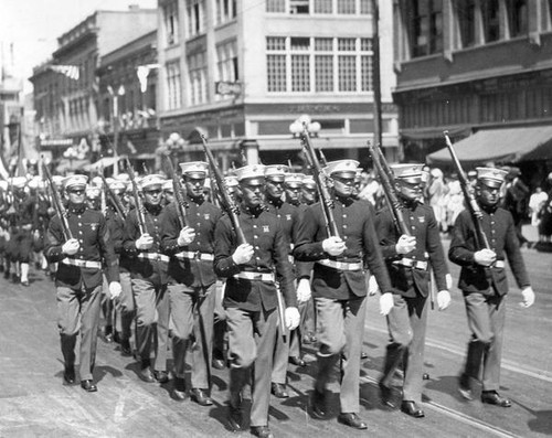 Military men in a parade