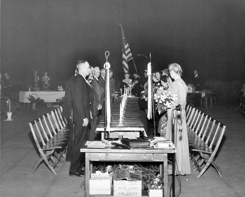 People standing at a table