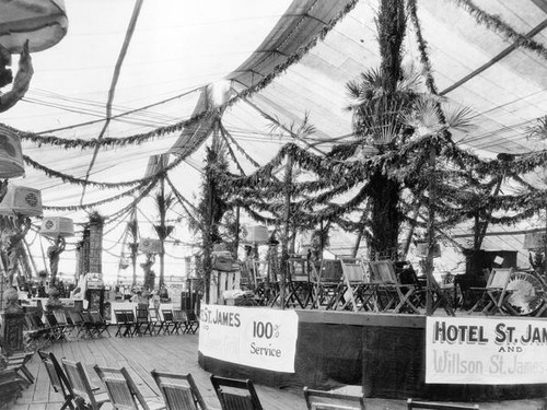 Stage with wooden folding chairs