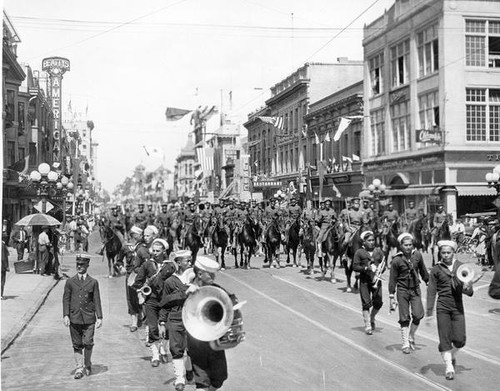 Sailor musicians in a parade