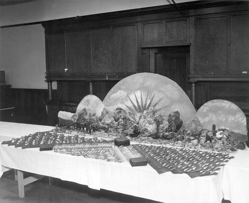 Banquet table with diorama center piece