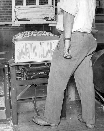 Worker and a crate of fruit