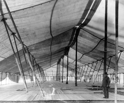 Interior of large tent