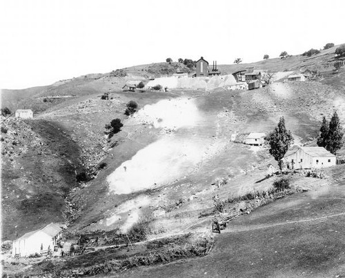 Mining buildings on a hillside