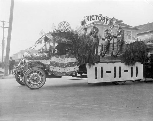 Parade float with soldiers