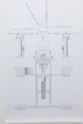 Cephalometer of Doctor DuMoutier with self-portrait