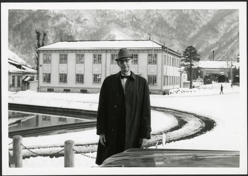 Charles Protzman standing in the snow