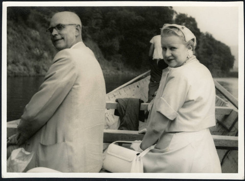 Charles Protzman and his wife in a boat