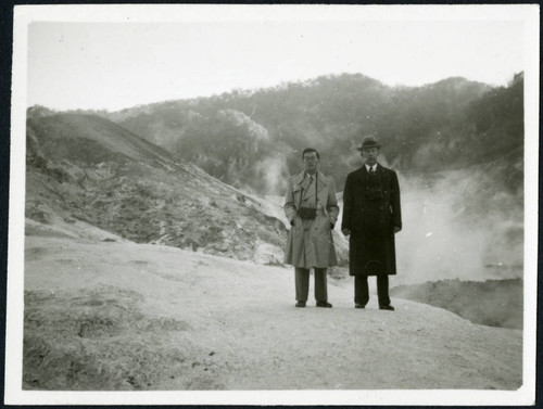 Frank Polkinghorn standing next to Mr. Horiuchi, 1949-10-22