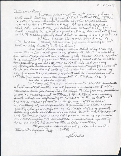 Charles letter to Ken, 1981-03-23 — Calisphere