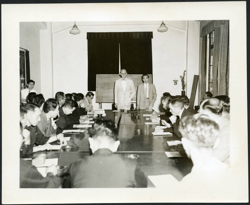 Charles Protzman at a meeting