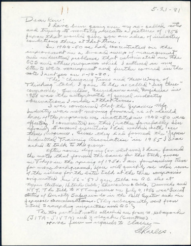 Charles letter to Ken, 1981-05-21