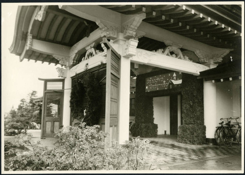 Building with Christmas decoration