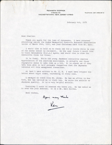 Kenneth Hopper letter to Charles, 1979-02-04