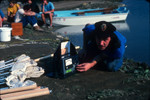 Students working at lake lab