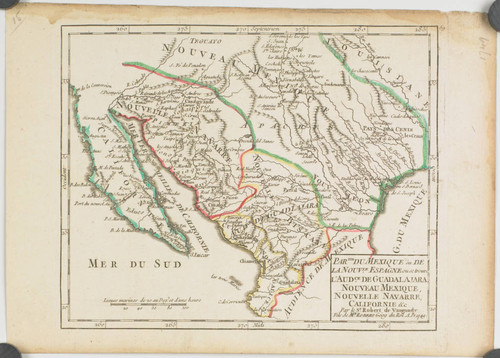 D. Partie du Mexique ou de la Nouvle. Espagne où se trouve l'Audce de Guadalajara, Nouveau Mexique, Nouvelle Navarre, Californie &e